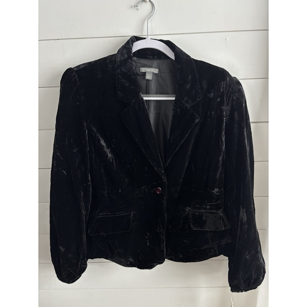 Apt 9 Black Crushed‎ Velvet Blazer Size 12 0323